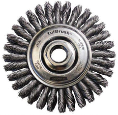 Osborn - 4-1/8" OD, 5/8-11 Arbor Hole, Stringer Bead Steel Wheel Brush - 3/16" Face Width, 7/8" Trim Length, 0.02" Filament Diam, 20,000 RPM - Apex Tool & Supply