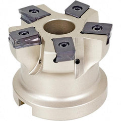 Iscar - 6 Inserts, 3" Cut Diam, 1-1/4" Arbor Diam, 0.118" Max Depth of Cut, Indexable Square-Shoulder Face Mill - 0/90° Lead Angle, 2" High, HTP LNHT 1606 Insert Compatibility, Through Coolant, Series TangPlunge - Apex Tool & Supply