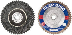Garryson - 36 Grit, 4-1/2" Disc Diam, 5/8-11 Center Hole, Zirconia Alumina Flap Disc - 13,300 Max RPM, Fiberglass Backing, Arbor Attaching System, Coated - Apex Tool & Supply