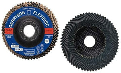 Garryson - 60 Grit, 7" Disc Diam, 7/8" Center Hole, Zirconia Alumina Flap Disc - 8,600 Max RPM, Fiberglass Backing, Arbor Attaching System, Coated - Apex Tool & Supply