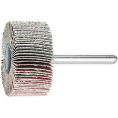 PFERD - 1-1/2" Diam x 1" Face Width, Aluminum Oxide Coated Mounted Flap Wheel - 1/4" Shank Mount, 240 Grit, 23,000 Max RPM - Apex Tool & Supply