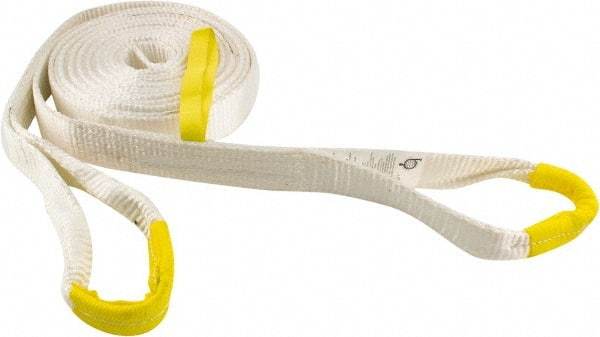 Erickson Manufacturing - 30' Long x 2" Wide, 18,000 Lb Basket Capacity, Polyester Blend Web Sling - White - Apex Tool & Supply