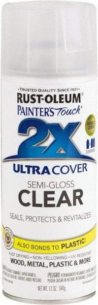 Rust-Oleum - Clear, Semi Gloss, Enamel Spray Paint - 8 Sq Ft per Can, 12 oz Container, Use on Multipurpose - Apex Tool & Supply