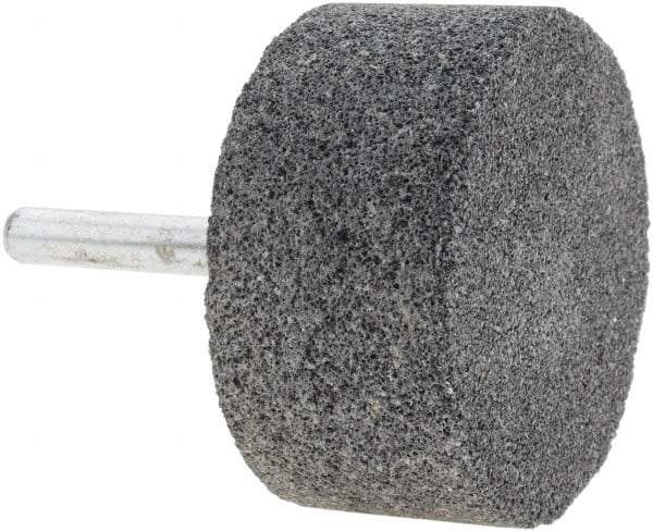 Made in USA - 2" Head Diam x 1" Thickness, W242, Cylinder End, Silicon Carbide Mounted Point - Grayish-Black, Very Coarse Grade, 36 Grit, 19,100 RPM - Apex Tool & Supply