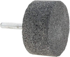 Made in USA - 2" Head Diam x 1" Thickness, W242, Cylinder End, Silicon Carbide Mounted Point - Grayish-Black, Very Coarse Grade, 36 Grit, 19,100 RPM - Apex Tool & Supply