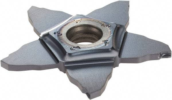 Iscar - PENTA34N150 IC908 Grade, 0.0591" Cutting Width, Carbide Cutoff Insert - Neutral Lead Angle, 0.0059" Cnr Rad, TiAlN Coated - Apex Tool & Supply