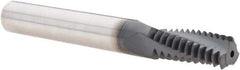 Iscar - 1/2-13 UNC, 0.362" Cutting Diam, 3 Flute, Solid Carbide Helical Flute Thread Mill - Internal Thread, 0.89" LOC, 3" OAL, 3/8" Shank Diam - Apex Tool & Supply