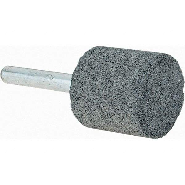 Made in USA - 1" Head Diam x 1" Thickness, W220, Cylinder End, Silicon Carbide Mounted Point - Grayish-Black, Coarse Grade, 46 Grit, 25,500 RPM - Apex Tool & Supply
