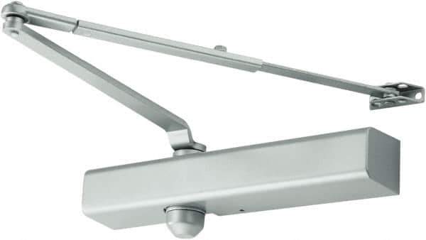 Falcon - 13-1/4" Closer Body Length, Medium Duty Multi-Sized Door Closer Manual Damper - Aluminum Finish, Non-Handed - Apex Tool & Supply