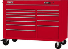 Proto - 28,291 Lb Capacity, 13 Drawer Mobile Workstation - 57" Wide x 25-1/4" Deep x 43" High, Steel, Red - Apex Tool & Supply