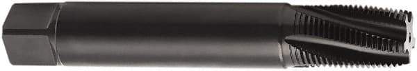 Seco - 3/4-14 NPT 60° 5 Flute 2B Modified Bottoming Spiral Flute Tap - Cobalt, TiN Finish, 140mm OAL, Right Hand Flute, Right Hand Thread, H6 - Exact Industrial Supply