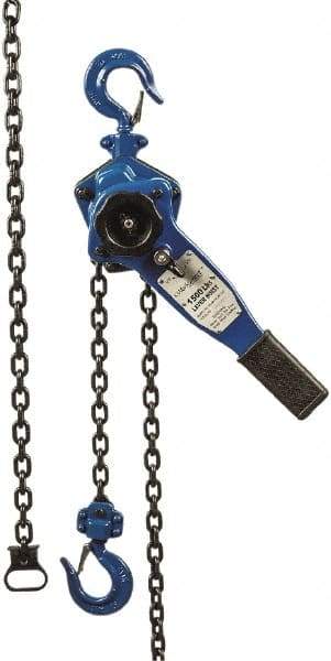 Value Collection - 1,500 Lb Lifting Capacity, 5' Lift Height, Lever Hoist - Made from Chain, 33 Lb Avg Pull to Lift Rated Load, 1 Chain - Apex Tool & Supply