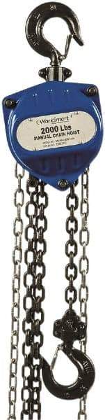 Value Collection - 2,000 Lb Lifting Capacity, 15' Lift Height, Hand Hoist - Made from Chain, 36' Overhaul to Lift 1', 79 Lb Avg Pull to Lift Rated Load, 1 Chain - Apex Tool & Supply