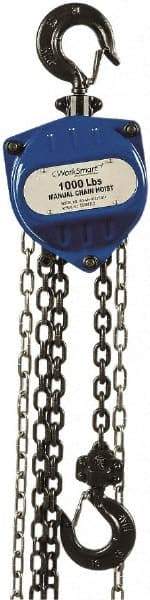 Value Collection - 1,000 Lb Lifting Capacity, 15' Lift Height, Hand Hoist - Made from Chain, 31' Overhaul to Lift 1', 48 Lb Avg Pull to Lift Rated Load, 1 Chain - Apex Tool & Supply