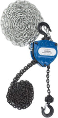 Value Collection - 1,000 Lb Lifting Capacity, 8' Lift Height, Hand Hoist - Made from Chain, 31' Overhaul to Lift 1', 48 Lb Avg Pull to Lift Rated Load, 1 Chain - Apex Tool & Supply