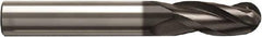 Seco - 1mm Diam, 2mm LOC, 3 Flute Solid Carbide Ball End Mill - NXT Finish, Single End, 38mm OAL, 3mm Shank Diam, Spiral Flute - Apex Tool & Supply