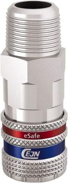 CEJN - 1/2 Male NPT European High Flow Pneumatic Hose Safety Coupler - Steel/Brass, 3/8" Body Diam - Apex Tool & Supply