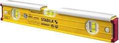 Stabila - 16" Long 3 Vial Spirit Level - Aluminum, Yellow, 2 Plumb & 1 Level Vials - Apex Tool & Supply