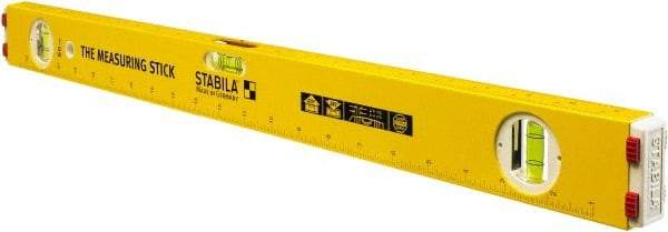 Stabila - 24" Long 3 Vial Spirit Level - Aluminum, Yellow, 2 Plumb & 1 Level Vials - Apex Tool & Supply