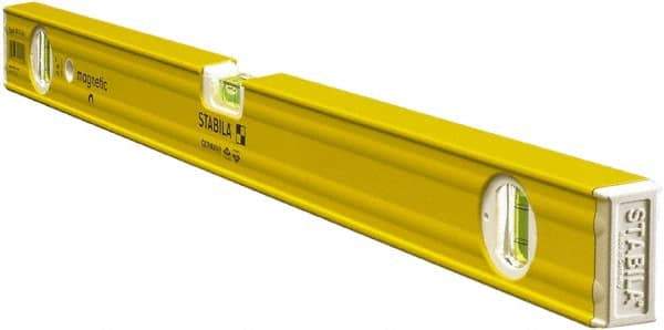 Stabila - 24" Long 3 Vial Box Beam Level - Aluminum, Yellow, 2 Plumb & 1 Level Vials - Apex Tool & Supply