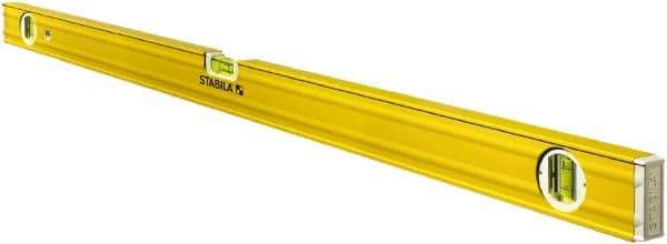 Stabila - 48" Long 3 Vial Box Beam Level - Aluminum, Yellow, 2 Plumb & 1 Level Vials - Apex Tool & Supply
