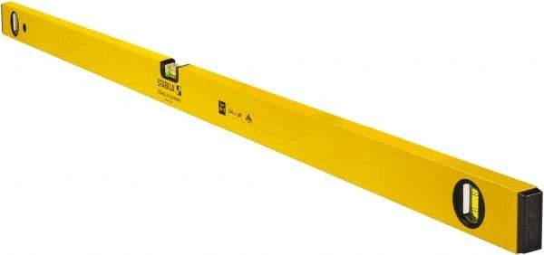 Stabila - 48" Long 3 Vial Box Beam Level - Aluminum, Yellow, 2 Plumb & 1 Level Vials - Apex Tool & Supply