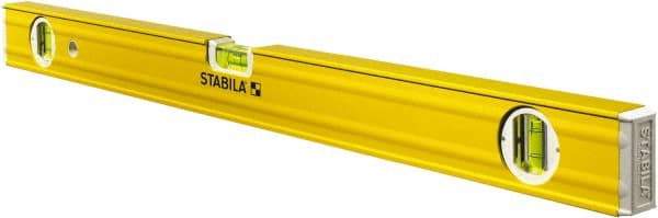 Stabila - 24" Long 3 Vial Box Beam Level - Aluminum, Yellow, 2 Plumb & 1 Level Vials - Apex Tool & Supply