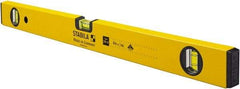 Stabila - 24" Long 3 Vial Box Beam Level - Aluminum, Yellow, 2 Plumb & 1 Level Vials - Apex Tool & Supply