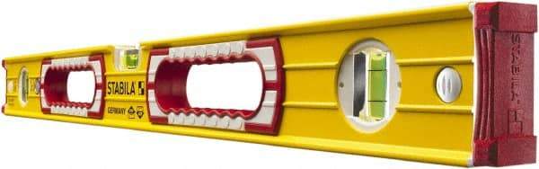 Stabila - 24" Long 3 Vial Box Beam Level - Aluminum, Yellow, 2 Plumb & 1 Level Vials - Apex Tool & Supply