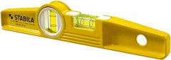 Stabila - 10" Long 2 Vial Torpedo Level - Die Cast, Yellow, 1 Plumb & 1 Level Vial - Apex Tool & Supply