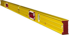 Stabila - Magnetic 78" Long 3 Vial Box Beam Level - Aluminum, Yellow, 2 Plumb & 1 Level Vials - Apex Tool & Supply