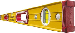 Stabila - Magnetic 48" Long 3 Vial Box Beam Level - Aluminum, Yellow, 2 Plumb & 1 Level Vials - Apex Tool & Supply