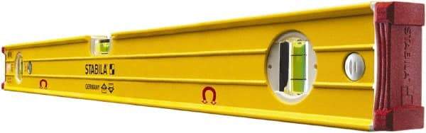 Stabila - Magnetic 24" Long 3 Vial Box Beam Level - Aluminum, Yellow, 2 Plumb & 1 Level Vials - Apex Tool & Supply