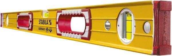 Stabila - 48" Long 3 Vial Box Beam Level - Aluminum, Yellow, 2 Plumb & 1 Level Vials - Apex Tool & Supply