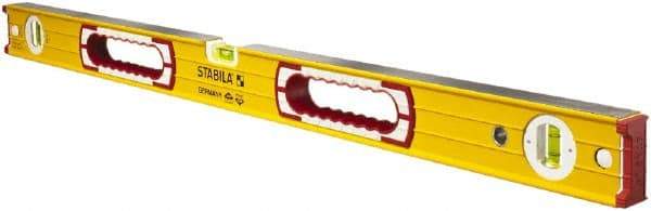 Stabila - 32" Long 3 Vial Box Beam Level - Aluminum, Yellow, 2 Plumb & 1 Level Vials - Apex Tool & Supply