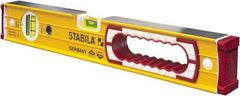 Stabila - 16" Long 2 Vial Box Beam Level - Aluminum, Yellow, 1 Plumb & 1 Level Vial - Apex Tool & Supply
