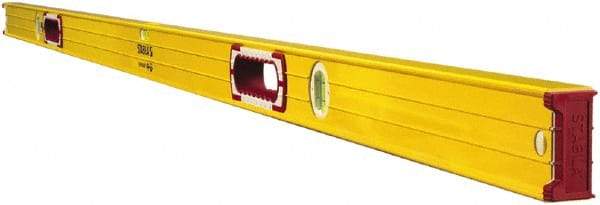 Stabila - 78" Long 3 Vial Box Beam Level - Aluminum, Yellow, 2 Plumb & 1 Level Vials - Apex Tool & Supply