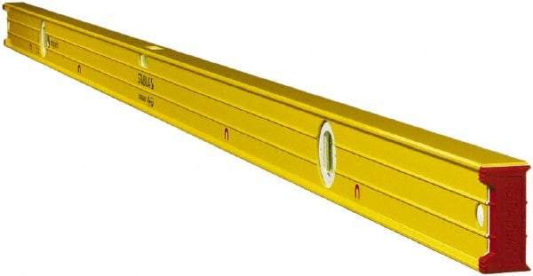 Stabila - Magnetic 72" Long 3 Vial Box Beam Level - Aluminum, Yellow, 2 Plumb & 1 Level Vials - Apex Tool & Supply