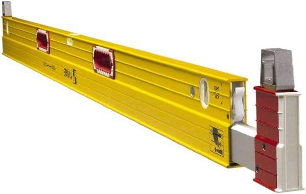 Stabila - 72 to 120" Long 3 Vial Expandable Level - Aluminum, Yellow, 2 Plumb & 1 Level Vials - Apex Tool & Supply
