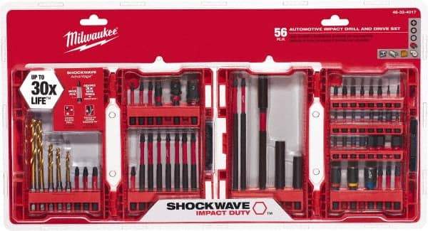 Milwaukee Tool - 56 Piece, Drill & Drive Set - 1/16 to 1/4" Hex, Multi-Purpose Tool Kit Kit, 1/4" Drive, Phillips, Torx, Magnetic Bit Holder, 1/4" Drive Bits Point - Apex Tool & Supply