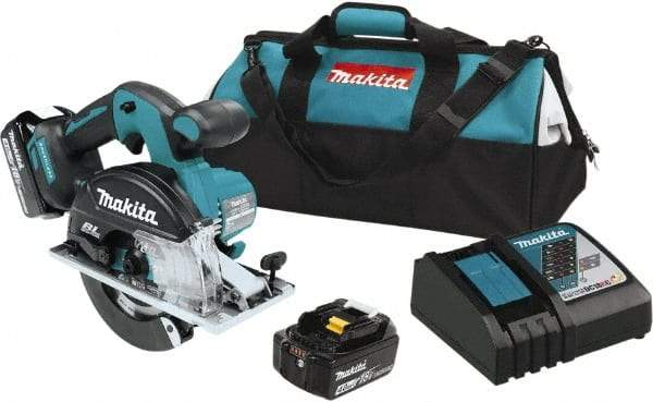 Makita - 18 Volt, 5-7/8" Blade, Cordless Circular Saw - 3,900 RPM, 2 Lithium-Ion Batteries Included - Apex Tool & Supply