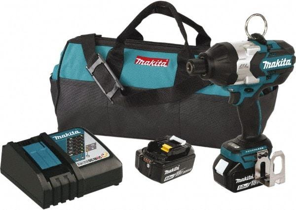 Makita - 7/16" Drive 18 Volt T-Handle Cordless Impact Wrench & Ratchet - 2,200 RPM, 600 Ft/Lb Torque, 2 Lithium-Ion Batteries Included - Apex Tool & Supply