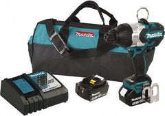 Makita - 7/16" Drive 18 Volt T-Handle Cordless Impact Wrench & Ratchet - 2,200 RPM, 600 Ft/Lb Torque, 2 Lithium-Ion Batteries Included - Apex Tool & Supply