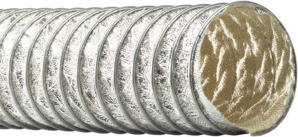 Flexaust - 10" ID, 2.2 Hg Vac Rating, 6 psi, Fiberglass Vacuum & Duct Hose - 25' Long, Silver, 7" Bend Radius, -65 to 1,050°F - Apex Tool & Supply