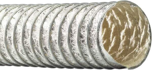 Flexaust - 5" ID, 5 Hg Vac Rating, 9 psi, Fiberglass Vacuum & Duct Hose - 25' Long, Silver, 3-1/2" Bend Radius, -65 to 1,050°F - Apex Tool & Supply