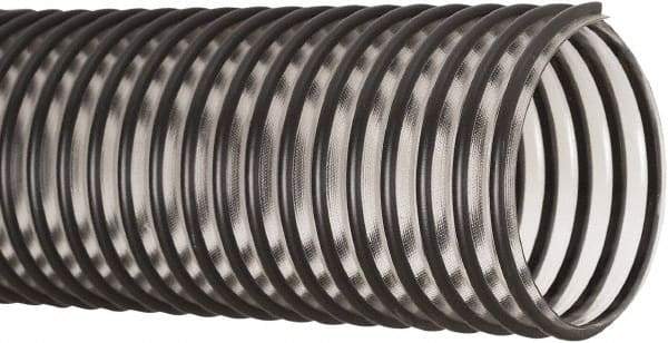 Flexaust - 1-1/2" ID, 29 Hg Vac Rating, 35 psi, PVC Vacuum & Duct Hose - 25' Long, Clear/Black, 1-1/2" Bend Radius, 20 to 160°F - Apex Tool & Supply