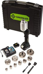 Greenlee - 16 Piece, 0.88 to 4.5445" Punch Hole Diam, Hydraulic Knockout Set - Round Punch, 10 Gage Stainless Steel, 10 Gage Mild Steel - Apex Tool & Supply