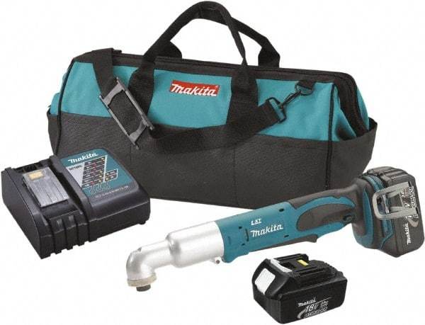 Makita - 18 Volt, 1/4" Drive, 530 In/Lb Torque, Cordless Impact Driver - Inline Handle, 2000 RPM, 2 Lithium-Ion Batteries Included - Apex Tool & Supply