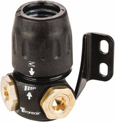 Transair - 1/2" ID, 16.5mm OD, 90° Two Port Wall Bracket - Plastic, 232 Max psi, 1/2 & 1/4 Female NPT, 2-15/16" Long - Apex Tool & Supply