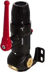 Transair - 7/8" ID, 25mm OD, Three Port Wall Bracket with Ball Valve - Plastic, 232 Max psi, 1/2 & 1/4 Female NPT, 3-15/16" Long - Apex Tool & Supply